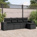 Set Divani da Giardino 5 pz con Cuscini in Polyrattan Nero