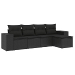 Set Divani da Giardino 5 pz con Cuscini in Polyrattan Nero