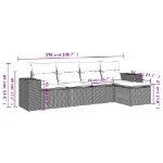 Set Divani da Giardino 5 pz con Cuscini in Polyrattan Nero
