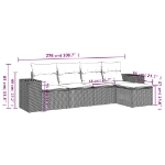 Set Divano da Giardino 5pz con Cuscini Grigio Chiaro Polyrattan