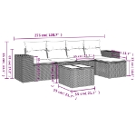 Set Divano da Giardino 6 pz con Cuscini Beige in Polyrattan