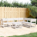Set Divani da Giardino 6 pz Bianco in Legno Massello di Pino