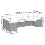 Set Divani da Giardino con Cuscini 7pz Nero Polyrattan