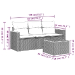 Set Divano da Giardino 4 pz con Cuscini Beige in Polyrattan