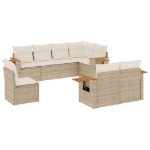 Set Divano da Giardino 8 pz con Cuscini Beige in Polyrattan