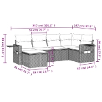 Set Divano da Giardino 6 pz con Cuscini Nero in Polyrattan