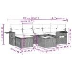 Set Divani da Giardino con Cuscini 7pz Nero Polyrattan