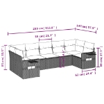 Set Divani da Giardino 7 pz con Cuscini Grigio in Polyrattan