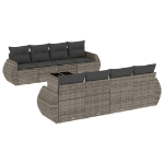 Set Divano da Giardino 9 pz con Cuscini Grigio in Polyrattan