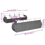 Set Divano da Giardino 9 pz con Cuscini Grigio in Polyrattan