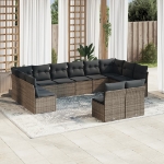Set Divani da Giardino 12 pz con Cuscini Grigio in Polyrattan