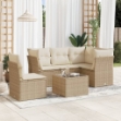 Set Divano da Giardino 6 pz con Cuscini Beige in Polyrattan