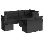 Set Divani da Giardino 9 pz con Cuscini Nero in Polyrattan