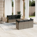 Set Divani da Giardino 7 pz con Cuscini Grigio in Polyrattan