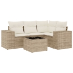 Set Divano da Giardino 5 pz con Cuscini Beige in Polyrattan