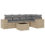 Set Divano da Giardino 6 pz con Cuscini Beige in Polyrattan