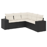 Set Divani da Giardino 5 pz con Cuscini in Polyrattan Nero