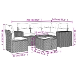 Set Divano da Giardino 6pz con Cuscini Grigio Chiaro Polyrattan