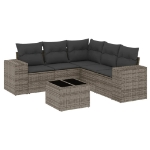 Set Divano da Giardino 6 pz con Cuscini Grigio in Polyrattan