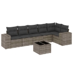 Set Divani da Giardino 7 pz con Cuscini Grigio in Polyrattan