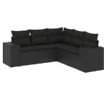 Set Divani da Giardino 5 pz con Cuscini in Polyrattan Nero