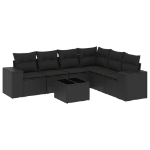 Set Divani da Giardino con Cuscini 7pz Nero Polyrattan