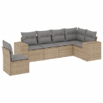 Set Divano da Giardino 6 pz con Cuscini Beige in Polyrattan