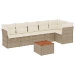 Set Divani da Giardino 7 pz con Cuscini Beige in Polyrattan