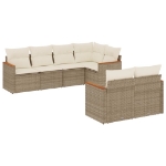 Set Divani da Giardino 7 pz con Cuscini Beige in Polyrattan