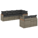 Set Divani da Giardino 7 pz con Cuscini Grigio in Polyrattan