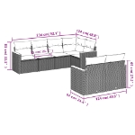 Set Divani da Giardino 7 pz con Cuscini Grigio in Polyrattan