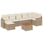 Set Divano da Giardino 8 pz con Cuscini Beige in Polyrattan