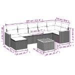 Set Divano da Giardino 8 pz con Cuscini Beige in Polyrattan