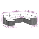 Set Divani da Giardino 7 pz con Cuscini Grigio in Polyrattan