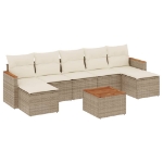 Set Divano da Giardino 8 pz con Cuscini Beige in Polyrattan
