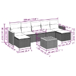 Set Divano da Giardino 8 pz con Cuscini Beige in Polyrattan