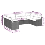Set Divani da Giardino 9 pz con Cuscini Nero in Polyrattan