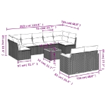 Set Divani da Giardino 10pz con Cuscini in Polyrattan Nero