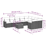 Set Divano da Giardino 10 pz con Cuscini Beige in Polyrattan