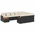 Set Divani da Giardino 11 pz con Cuscini in Polyrattan Nero