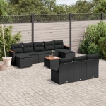 Set Divani da Giardino 11 pz con Cuscini in Polyrattan Nero
