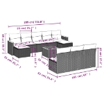 Set Divani da Giardino 11 pz con Cuscini in Polyrattan Grigio