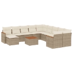 Set Divani da Giardino 12 pz con Cuscini Beige in Polyrattan