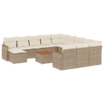 Set Divano da Giardino 13 pz con Cuscini Beige in Polyrattan