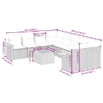 Set Divano da Giardino 9 pz con Cuscini Beige in Polyrattan