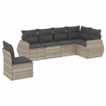 Set Divano da Giardino 6pz con Cuscini Grigio Chiaro Polyrattan