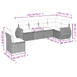 Set Divano da Giardino 6pz con Cuscini Grigio Chiaro Polyrattan
