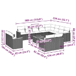Set Divani da Giardino 13pz con Cuscini Nero in Polyrattan