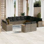 Set Divani da Giardino 13 pz con Cuscini Grigio in Polyrattan
