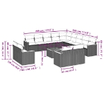Set Divani da Giardino 14pz con Cuscini in Polyrattan Grigio